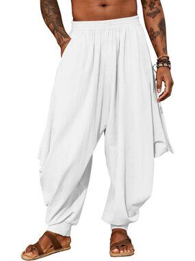 Men's Linen Harem Pants - Boho Baggy Yoga & Beach Trousers, Summer Style